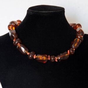 COLLAR DOS PIEDRAS MARRÓN Y CORAL