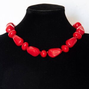 COLLAR PIEDRAS ROJO Y CORAL