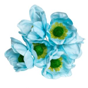 RAMILLETE FLAMENCA AMAPOLA CELESTE