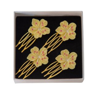 PEINECILLOS FLOR TROPICAL AMARILLO