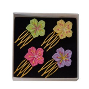 PEINECILLOS FLOR TROPICAL CUATRO COLORES