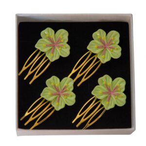 PEINECILLOS FLOR TROPICAL VERDE