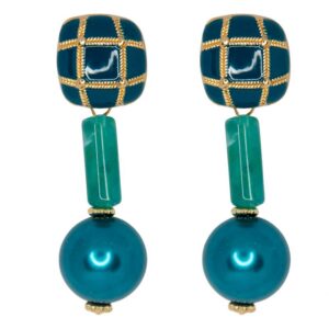 PENDIENTES VERENA TURQUESA PETROLEO